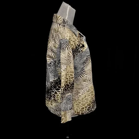 Westbound Womens Animal Print Jacket 3/4 Sleeve Safari Large Leopard Zebra Tiger - Picture 2 of 6